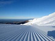 Perfect slope grooming in the Mt. Hutt ski area