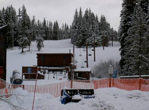 View of the double chairlift in the Timberline Summit Pass ski area