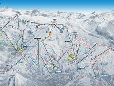 Trail map Les Sybelles – Le Corbier/La Toussuire/Les Bottières/St Sorlin/St Jean d’Arves