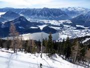 View of the Altaussee lake from the Loser ski resort