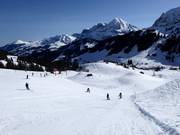 Easy slopes in the central area of the ski resort in Geils