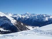 Beautiful view of the Ortler from the Minschuns ski resort