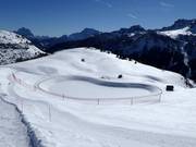 Snowmaking pond in Arabba