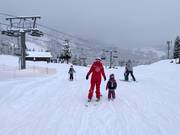 Ski school at the Snowcat chairlift