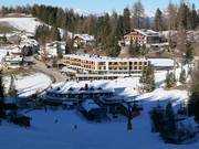 View of the accommodations in Obereggen at the valley station