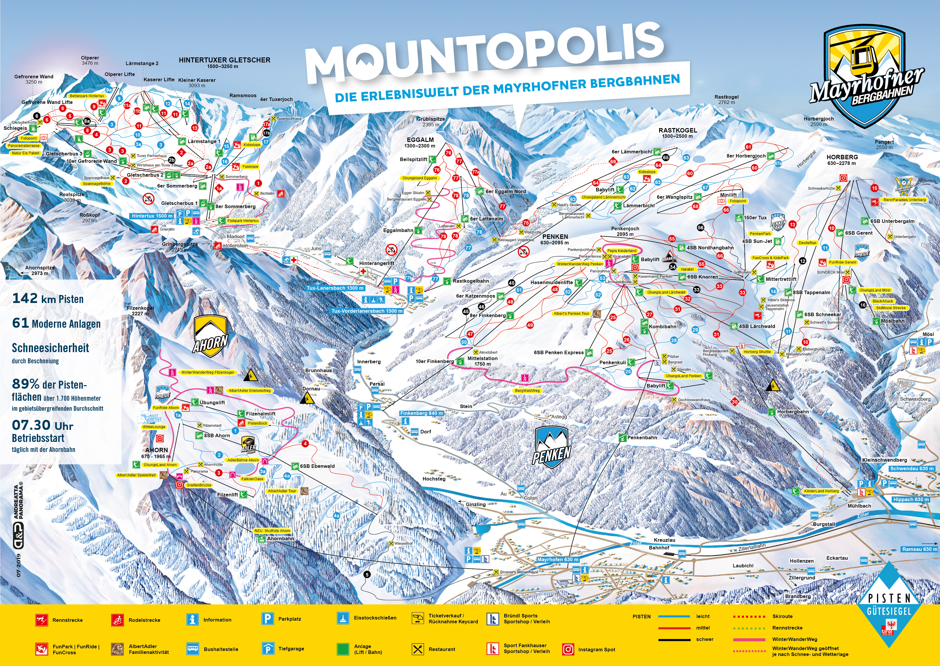 Trail map of the ski resort Mayrhofen – Penken/Ahorn/Rastkogel/Eggalm (Mountopolis)