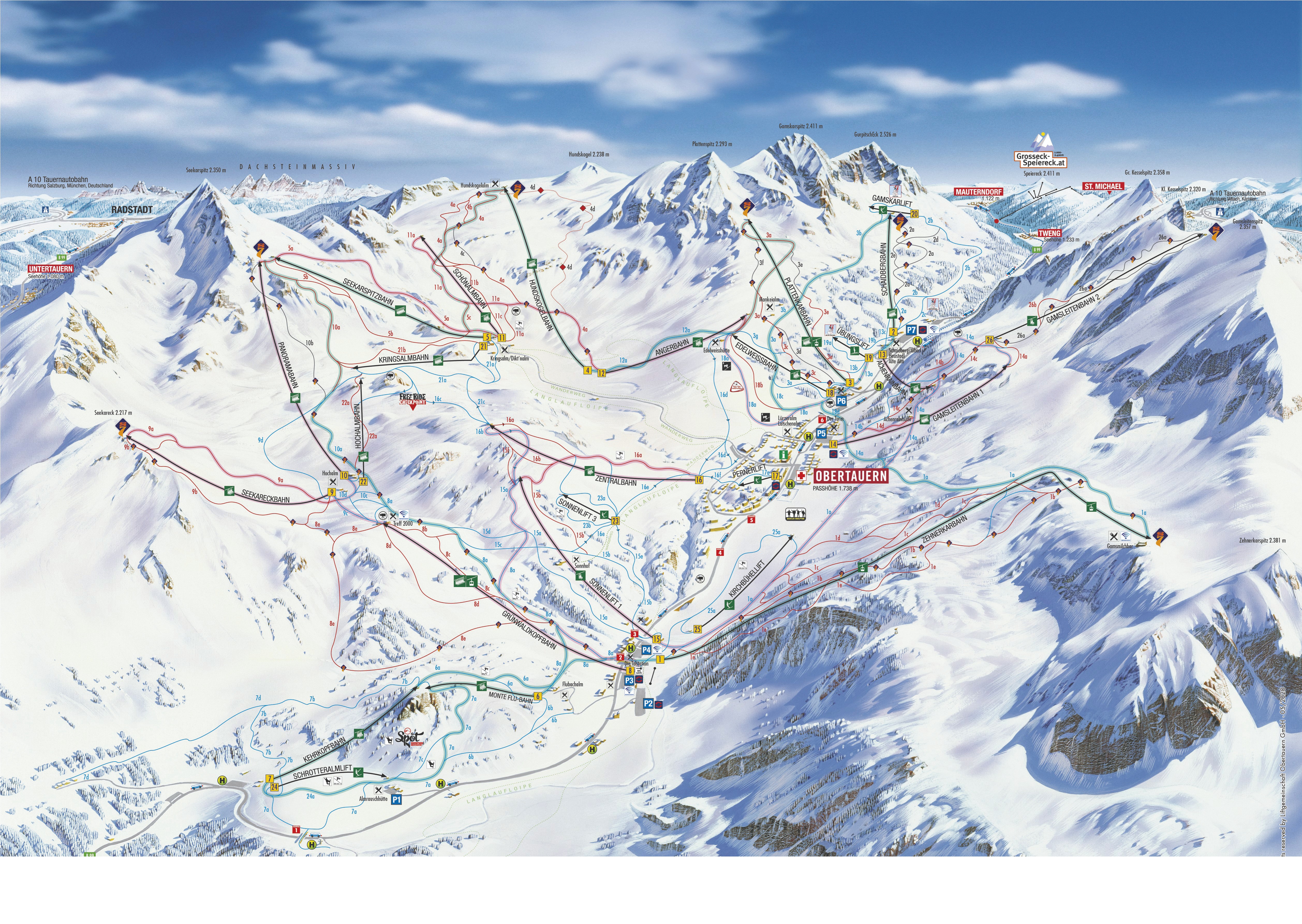 Trail map of the ski resort Obertauern