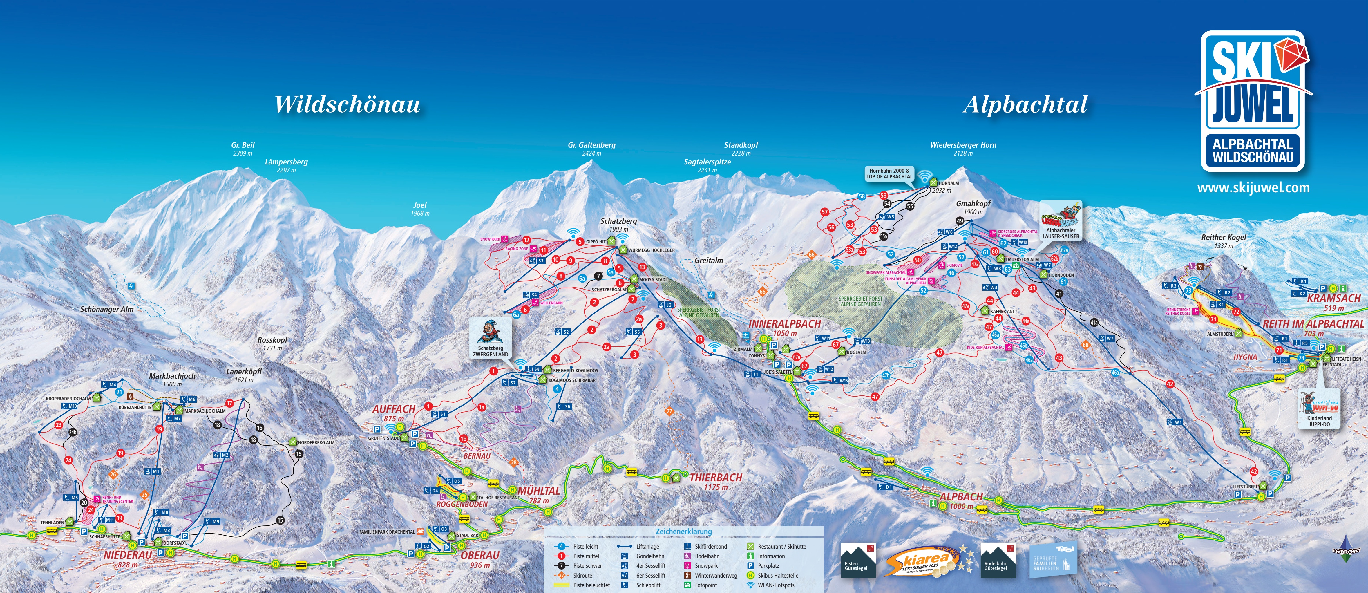 Trail map of the ski resort Ski Juwel Alpbachtal Wildschönau