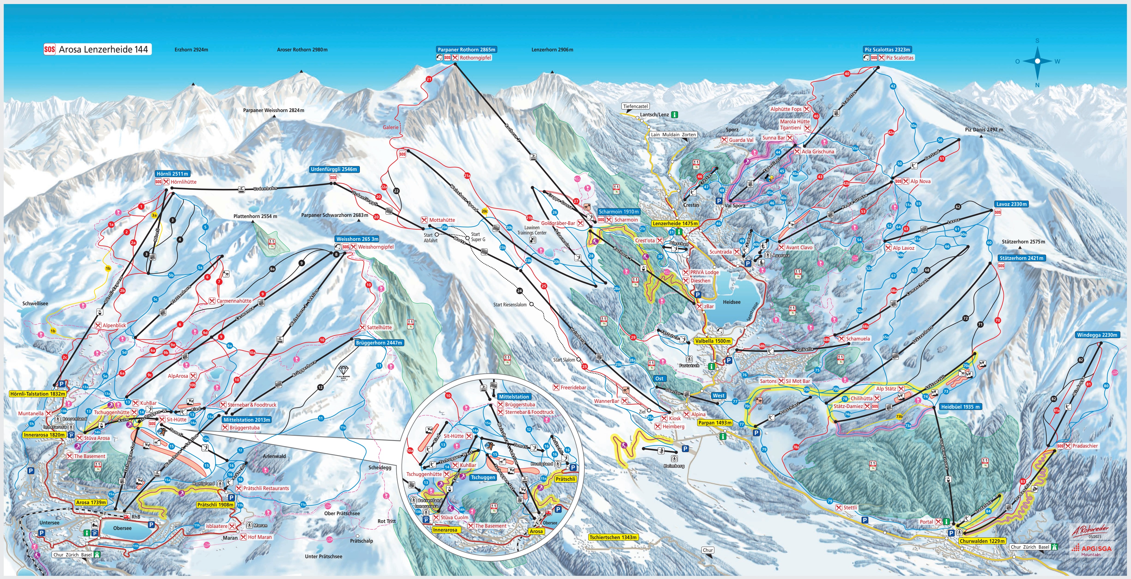 Trail map of the ski resort Arosa Lenzerheide
